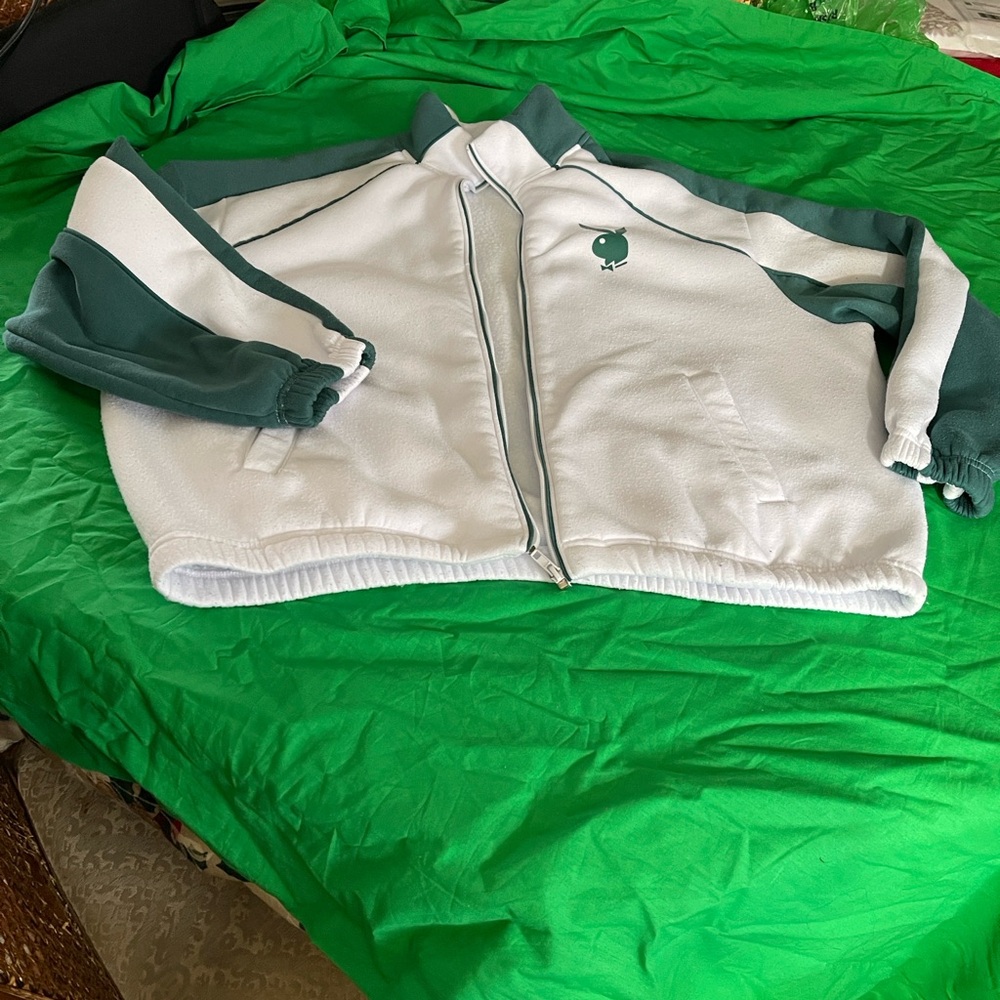 PLAYBOY White Fleece Jacket xl